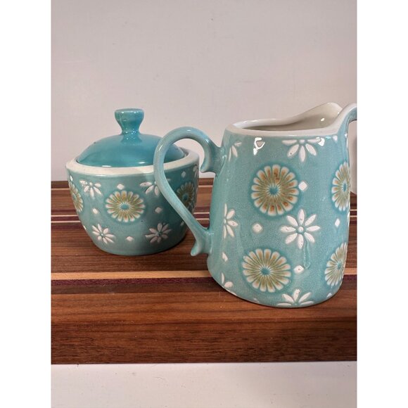 Vintage Pfaltzgraff Antigua Creamer & Sugar Set With Lid Dishwasher Safe Floral - Picture 2 of 8